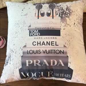Designer-Inspired Cream and Black Accent Pillow